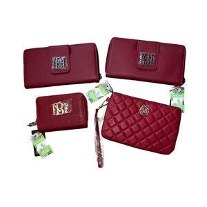 NWT Badgley Mischka Lot of 4 Red Vegan Leather Wallet Clutch Purses Holiday Gift